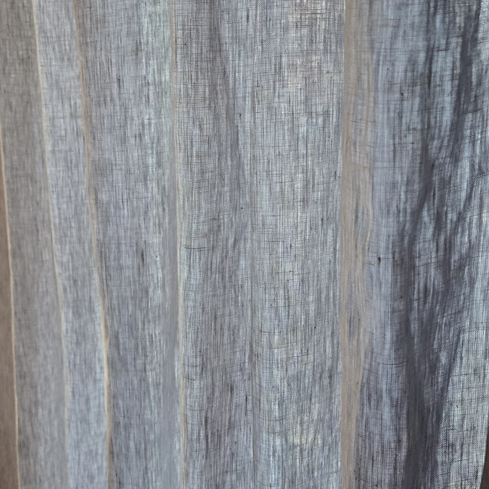WEST ELM • European Flax Linen Curtain Panels, Set Of 2, Chambray Blue, 48x96